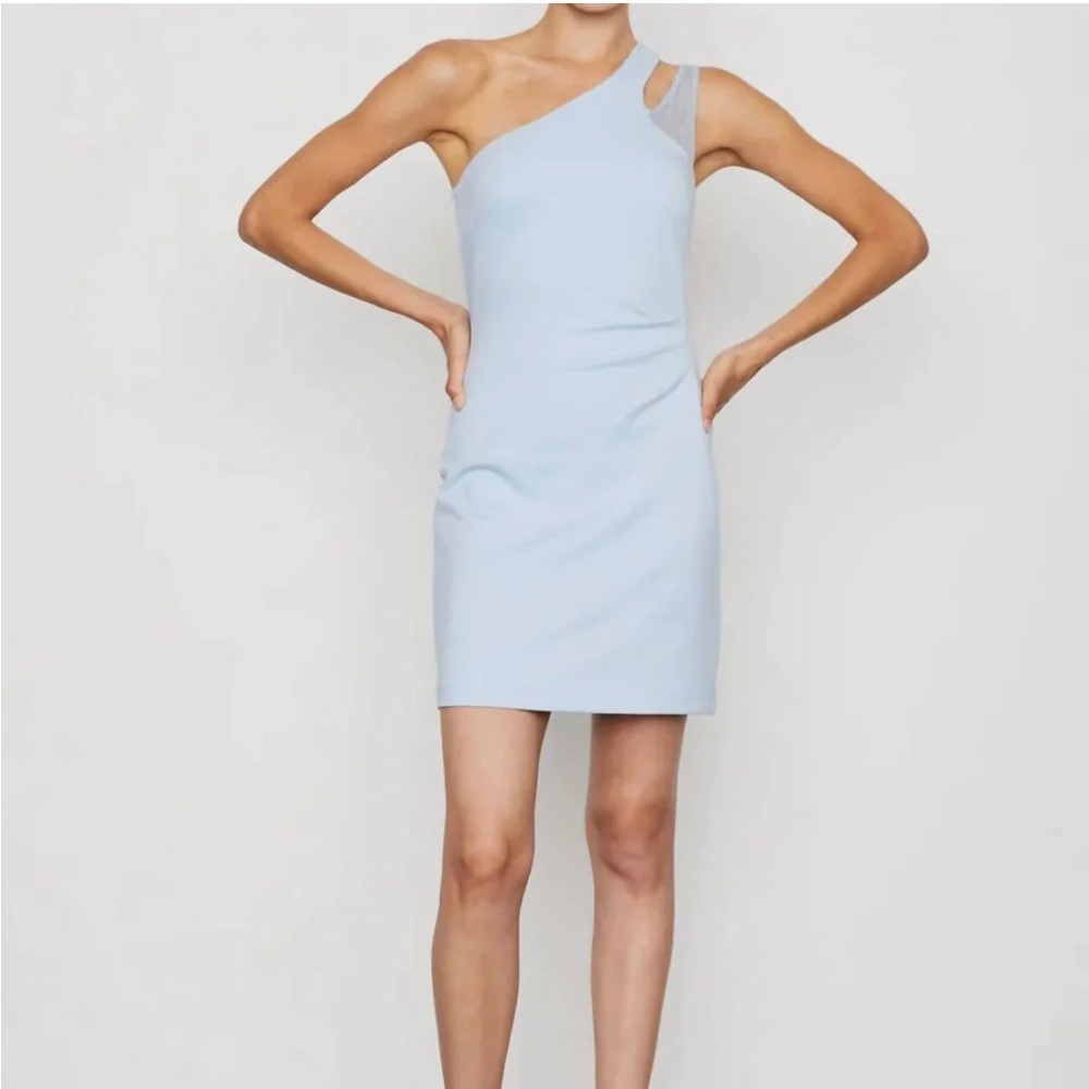 Bailey 44 Roma One Shoulder Mini Dress in Cielo Blue